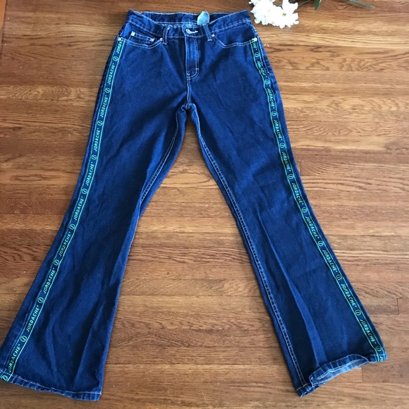 Vintage Y2K Jordache Spell Out Flare Dark Wash Jeans 5/6 90s - Picture 2 of 5